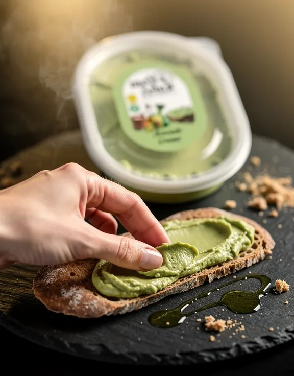 Avocado Creme, serviert auf Brot